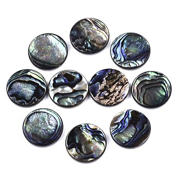 Natural Abalone Shell/Paua Shell Cabochons, with Freshwater Shell, Flat Round, Colorful, 20x3mm