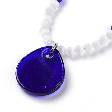 Lampwork Teardrop  with Evil Eye Pendant Necklaces(NJEW-JN03486)-3