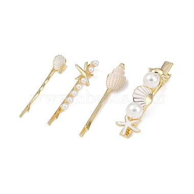 Conch/Starfish/Shell Shape Alloy Hair Bobby Pin Sets(AJEW-A056-02E)-3