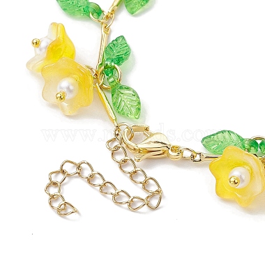 Flower Glass & Acrylic Charm Bracelets(BJEW-JB10443-05)-4