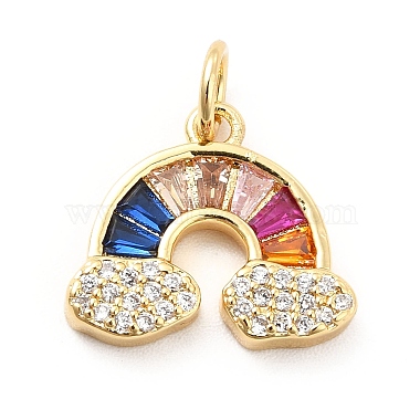 Real 18K Gold Plated Colorful Rainbow Brass+Cubic Zirconia Charms