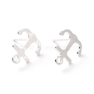 925 Sterling Silver Plated Anchor & Helm 201 Stainless Steel Stud Earring Findings