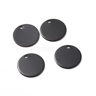 Electrophoresis Black Flat Round 304 Stainless Steel Pendants