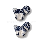 Handmade Porcelain Beads, Horse, Blue and White Porcelain, Marine Blue, 18.5~19.5x20.5~21.5x7~7.5mm, Hole: 1.5mm(PORC-K012-09)
