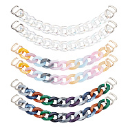 PandaHall Elite 6Pcs 3 Styles Rainbow Color Acrylic Shoe Decoration Curban Chains, with Alloy Clasps, Mixed Color, 225~245mm, 2pcs/style(AJEW-PH0011-17)