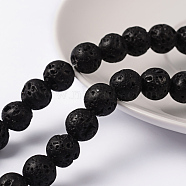 Natural Lava Rock Beads Strands, Round, Black, 10mm, Hole: 2mm, about 40pcs/strand, 16 inch(g434-9A)