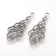 Tibetan Style Alloy Pendants, Cadmium Free & Lead Free & Nickel Free, Antique Silver, 41.5x18x3mm, Hole: 2mm, about 360pcs/1000g(TIBE-Q070-45AS-NR)