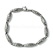 304 Stainless Steel Snake Skin Link Chain Bracelets for Women Men, Antique Silver, 9-1/8 inch(23cm)(BJEW-C063-01AS)