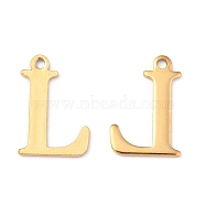Ion Plating(IP) 304 Stainless Steel Alphabet Charms, Golden, Letter.L, 12x8x1mm, Hole: 1mm(STAS-H122-L-G)