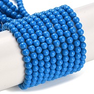 Synthetic Turquoise Beads Strands, Round, Dyed, Dodger Blue, 3mm, Hole: 0.8mm, about 131pcs/strand, 15.16''(38.5cm)(G-U004-02D)