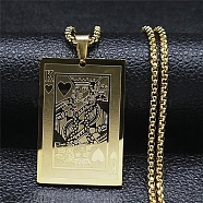 304 Stainless Steel Pendant Necklace, Rectangle Playing Card, Golden, 22.91 inch(58.2cm)(NJEW-K253-12G)