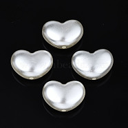 ABS Plastic Imitation Pearl Beads, Heart, Creamy White, 15.5x21x9.5mm, Hole: 2mm, about 266pcs/500g(OACR-N008-141)