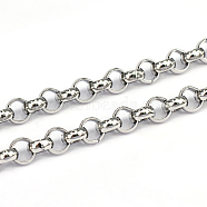 304 Stainless Steel Rolo Chains, Belcher Chains, Unwelded, Stainless Steel Color, 7x3mm(CHS-L001-28-7mm)