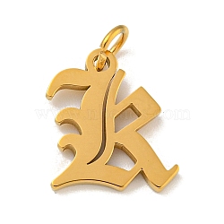 Ion Plating(IP) 304 Stainless Steel Charms, Laser Cut, Golden, Letter Charm, Letter K, 14x12.5mm, Hole: 3mm(STAS-I010-01G-K)