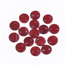 Spray Paint Freshwater Shell Links connectors, Flat Round, FireBrick, 10x2mm, Hole: 1.4mm(X-SHEL-S276-27E)