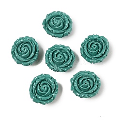 Synthetic Coral Carved Beads, Flower, Dyed, Dark Cyan, 15x16x8mm, Hole: 1.2mm(CORA-U003-01B-02)