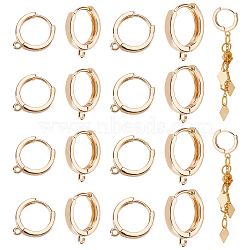 20Pcs 2 Style Brass Hoop Earring Findings, with Horizontal Loops, Real 18K Gold Plated, 15~15.5x12~13.5x2~2.5mm, Hole: 1.4~1.6mm, Pin: 0.8mm, 10Pcs/size(KK-AR0003-24)