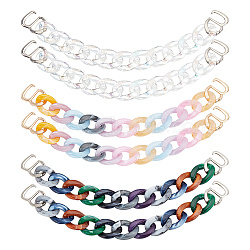 PandaHall Elite 6Pcs 3 Styles Rainbow Color Acrylic Shoe Decoration Curban Chains, with Alloy Clasps, Mixed Color, 225~245mm, 2pcs/style(AJEW-PH0011-17)