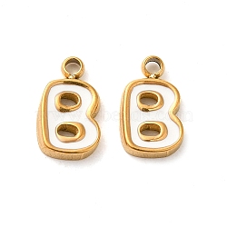 304 Stainless Steel Enamel Charms, Real 14K Gold Plated, Letter, Letter B, 8.5x5x1.3mm, Hole: 1.2mm(STAS-L022-292G-B)