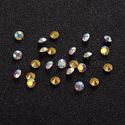 Glass Pointed Back Rhinestone, Faceted Diamond, Back Plated, Crystal AB, 4x2.9mm, about 1440pcs/bag(CR4mm11Y-1)