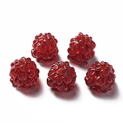 Handmade Lampwork Beads, Raspberry, Dark Red, 15~16x13~14mm(LAMP-T011-14E)