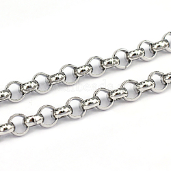 Tarnish Resistant 304 Stainless Steel Rolo Chains, Belcher Chains, Unwelded, Stainless Steel Color, 7x3mm(CHS-L001-28-7mm)