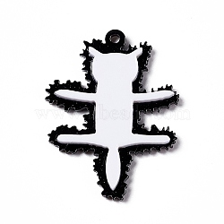 Acrylic Pendants, Cat Charm, White, 37.5x28.8x3.64mm, Hole: 1.8mm(MACR-C013-03)