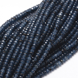 Dyed Natural Malaysia Jade Rondelle Beads Strands, Faceted, Prussian Blue, 4x2~3mm, Hole: 1mm, about 110~115pcs/strand, 14 inch(X-G-E316-2x4mm-52)