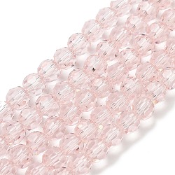 Glass Beads Strands, Faceted(32 Facets), Round, Misty Rose, 6mm, Hole: 1.2mm, about 88~91pcs/strand, 19.49 inch~20.08 inch(49.5~51cm)(EGLA-J042-6mm-19)