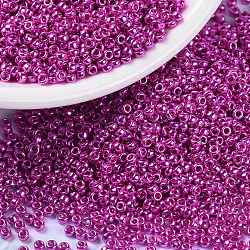 MIYUKI Round Rocailles Beads, Japanese Seed Beads, 15/0, (RR1077) Galvanize Dark Pink, 15/0, 1.5mm, Hole: 0.7mm, about 27777pcs/50g(SEED-X0056-RR1077)