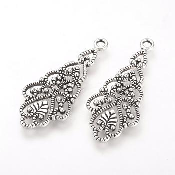 Tibetan Style Alloy Pendants, Cadmium Free & Lead Free & Nickel Free, Antique Silver, 41.5x18x3mm, Hole: 2mm, about 360pcs/1000g
