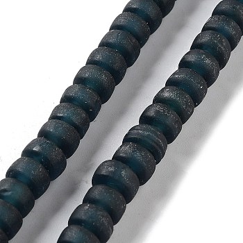 Handmade Lampwork Beads, Column, Prussian Blue, 10x6.5~7mm, Hole: 2.8mm, about 94pcs/strand, 25.39''(64.5cm)