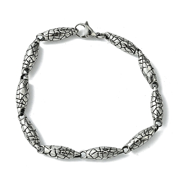 304 Stainless Steel Snake Skin Link Chain Bracelets for Women Men, Antique Silver, 9-1/8 inch(23cm)