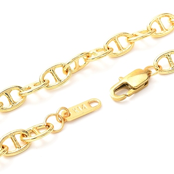 Brass Mariner Link Chains Necklaces, with 304 Stainless Steel Clasps, Real 18K Gold Plated, 16.45 inch(41.8cm)