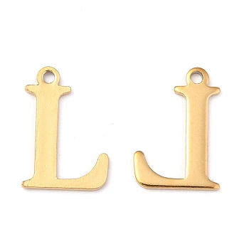Ion Plating(IP) 304 Stainless Steel Alphabet Charms, Golden, Letter.L, 12x8x1mm, Hole: 1mm