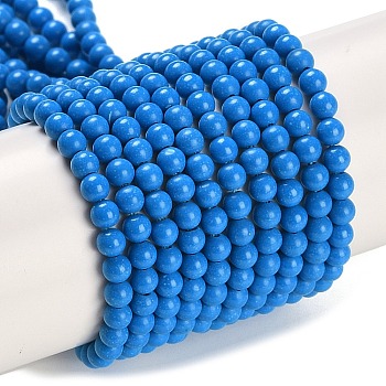 Synthetic Turquoise Beads Strands, Round, Dyed, Dodger Blue, 3mm, Hole: 0.8mm, about 131pcs/strand, 15.16''(38.5cm)