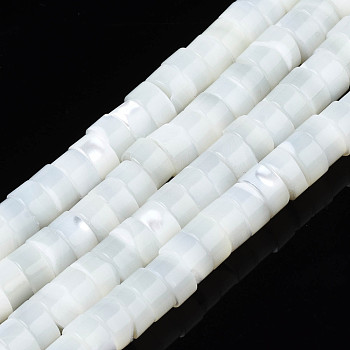 Natural Trochid Shell/Trochus Beads Strands, Column, White, 7x3.5~4mm, Hole: 0.7mm, about 100~101pcs/strand, 15.16 inch~15.35 inch(38.5~39cm)