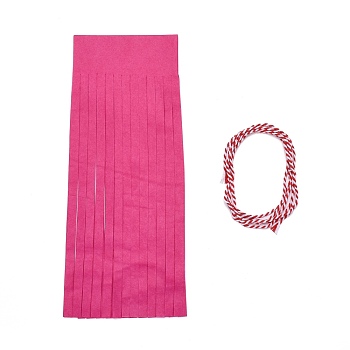 Paper Tassel Banner, with Cotton Cord, Hot Pink, 335mm