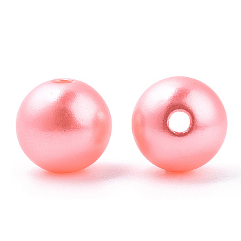 Spray Painted ABS Plastic Imitation Pearl Beads, Round, Pink, 10x9.5mm, Hole: 2mm, about 1040 pcs/500g