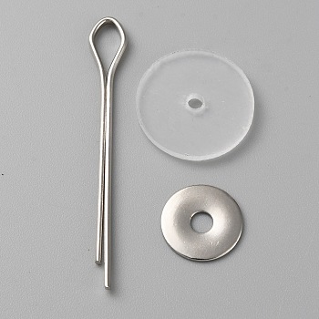 Doll Rotatable Joints Accessories, for DIY Crafts Toys Teddy Bear Making, with Plastic Discs, Iron Washers & Pins, Platinum, 42x6.5x1.5mm, 10 sets/bag