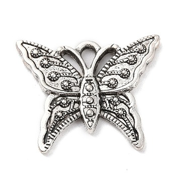 Tibetan Style Alloy Pendants, Butterfly, Antique Silver, 20x24.5x2.5mm, Hole: 2mm, about 196pcs/500g