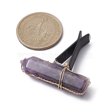 Wire Wrapped Bullet Natural Gemstone Car Air Vent Clips(JEWB-BR00136)-2