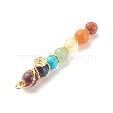 Chakra Natural & Synthetic Gemstone Copper Wire Wrapped Big Pendants(PALLOY-JF01622)-5