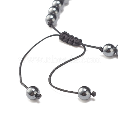 Круглый синтетический серебристый камень / светящийся камень плетеный браслет из бусин с головой Будды(BJEW-JB07640-01)-6