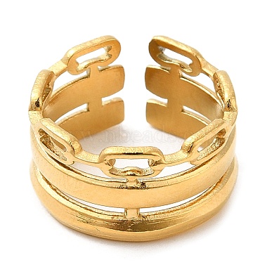 304 anillos abiertos ovalados huecos de acero inoxidable para mujer(RJEW-D012-01G)-2