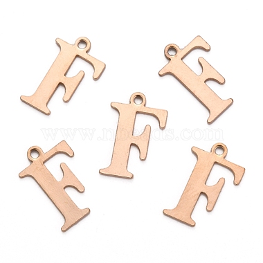 Ion Plating(IP) 304 Stainless Steel Alphabet Charms(STAS-H122-F-RG)-2