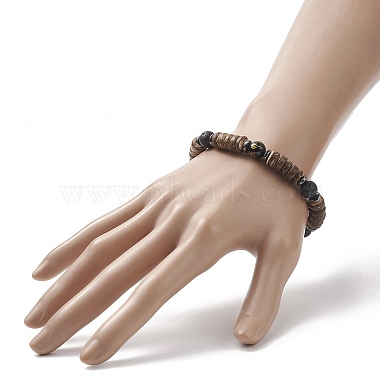 Gemstone & Om Mani Padme Hum Coconut Beaded Stretch Bracelet for Women(BJEW-JB09152)-5