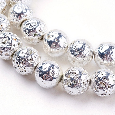 Brins de perles de pierre de lave naturelle galvanisées(G-E429-01-8mm)-3