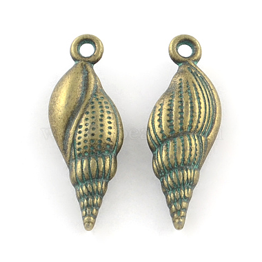 Antique Bronze & Green Patina Shell Alloy Pendants