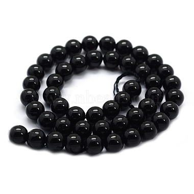 Natural Black Tourmaline Beads Strands(G-G763-01-12mm-A)-2